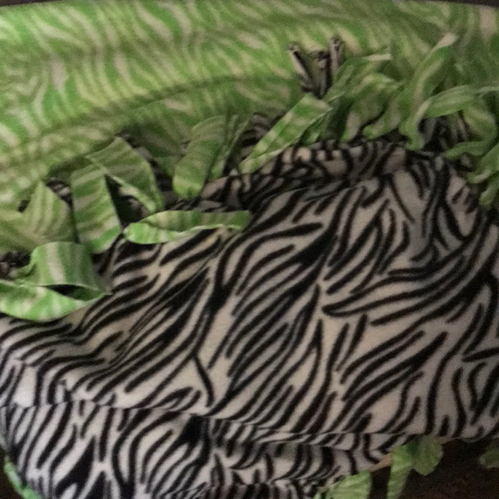 Handmade zebra print double sided fleece blanket